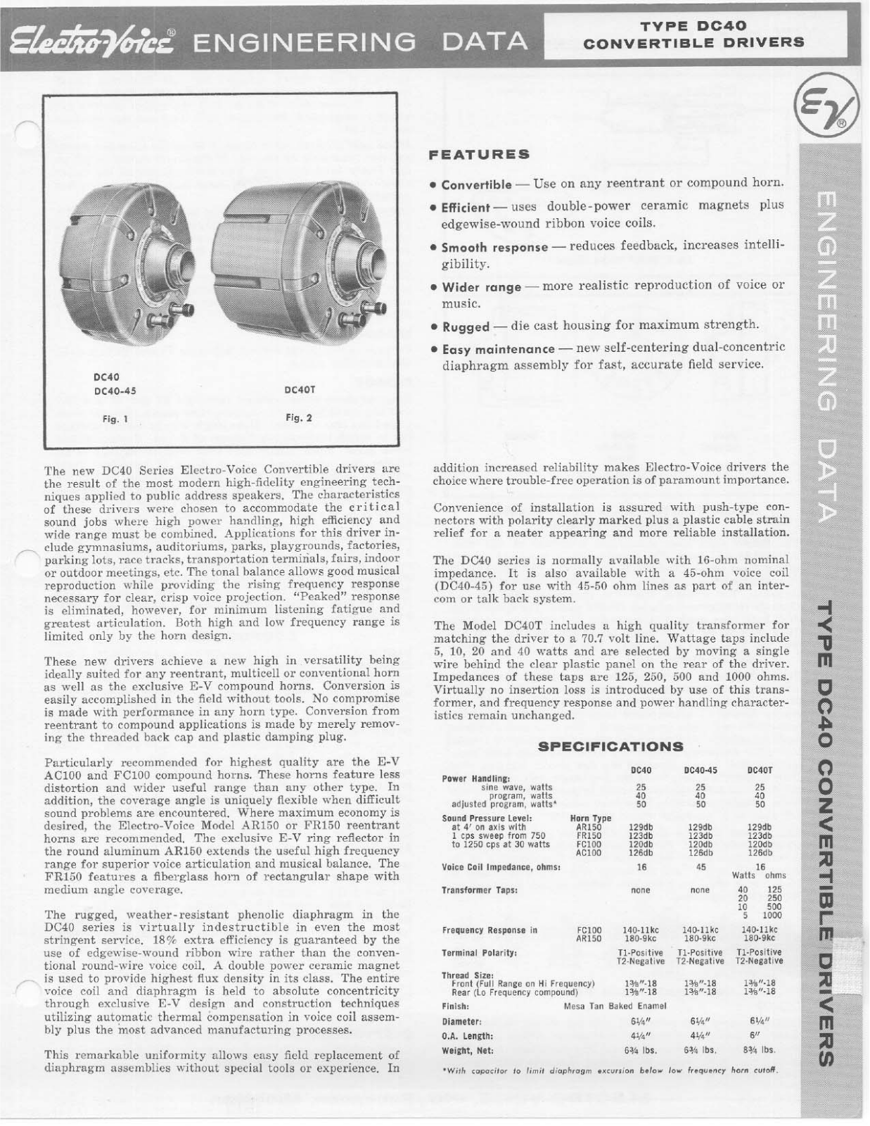 Electro-voice DC40 DATASHEET