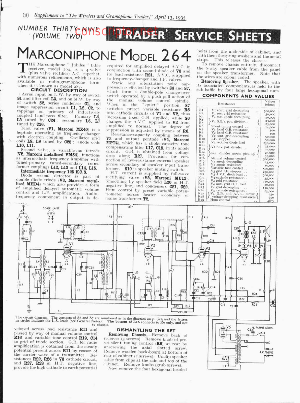 MARCONIPHONE 264 Service manual