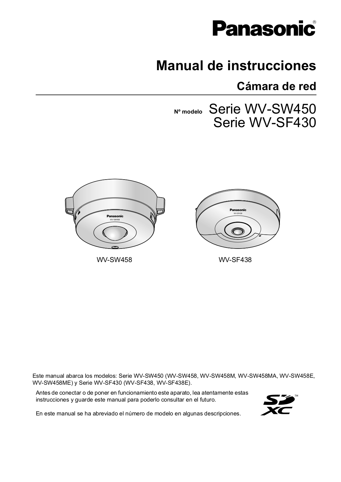 Panasonic WV-SW458, WV-SW458M, WV-SW458MA Installation Manual