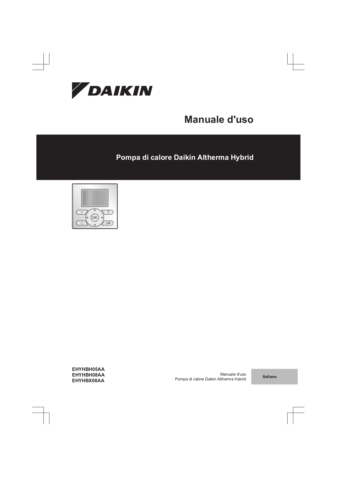 Daikin EHYHBH05AA, EHYHBH08AA, EHYHBX08AA Operation manuals