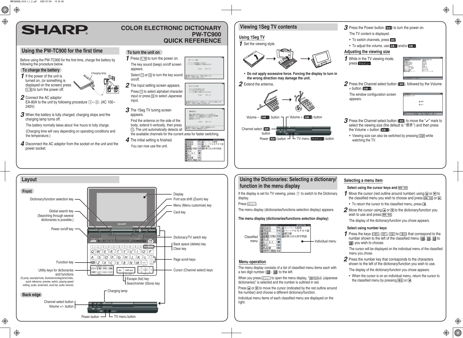 Sharp PW-TC900 User Manual