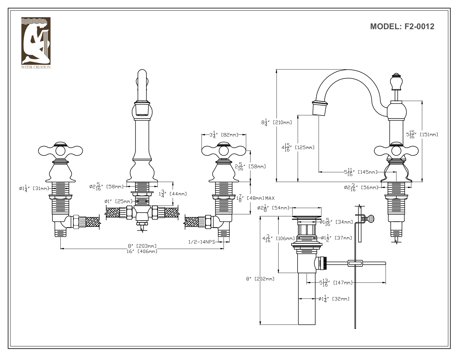 Water Creation VQU060QCPW55, VQU072QCPW57, VEL024CWMB37, VEL024CWCG27, VEL024CWCG23 Specifications