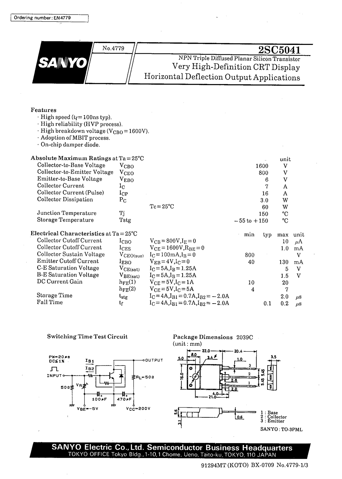 SANYO 2SC5041 Datasheet