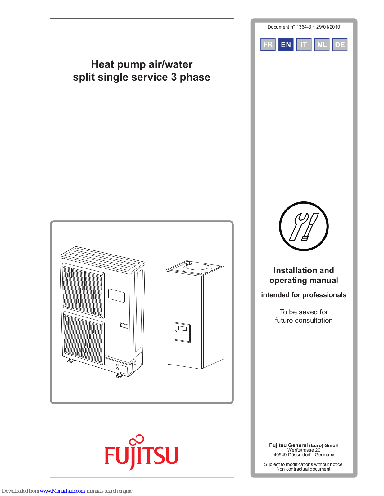 Fujitsu 112, 140, 160 Installation And Operating Manual