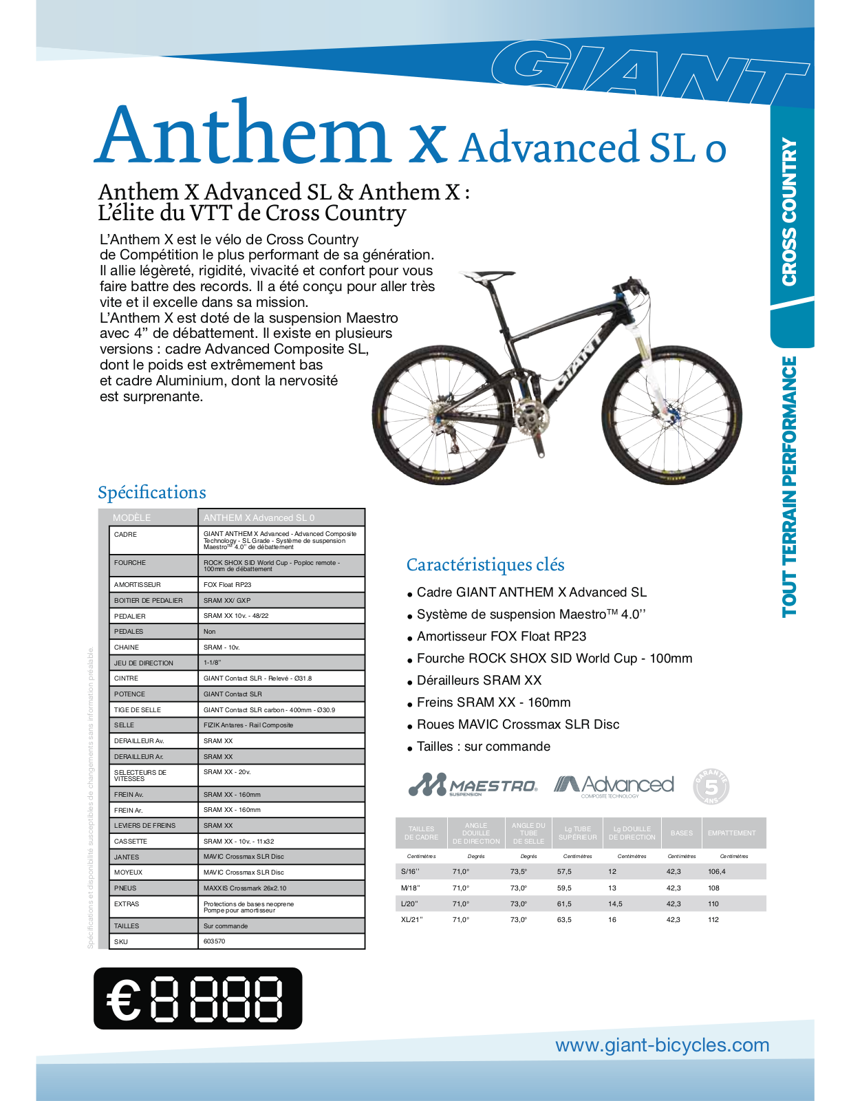 GIANT ANTHEM X ADVANCED SL 0 User Manual