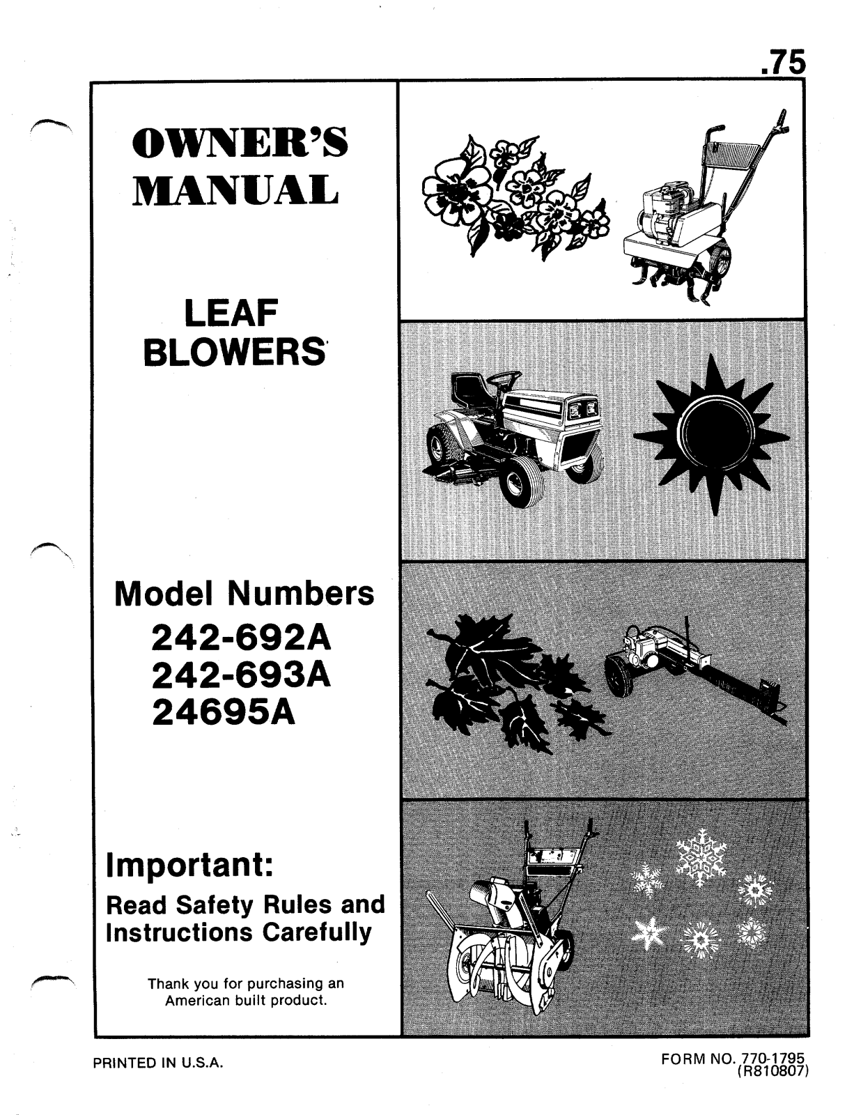 MTD 24695A, 242-693A User Manual