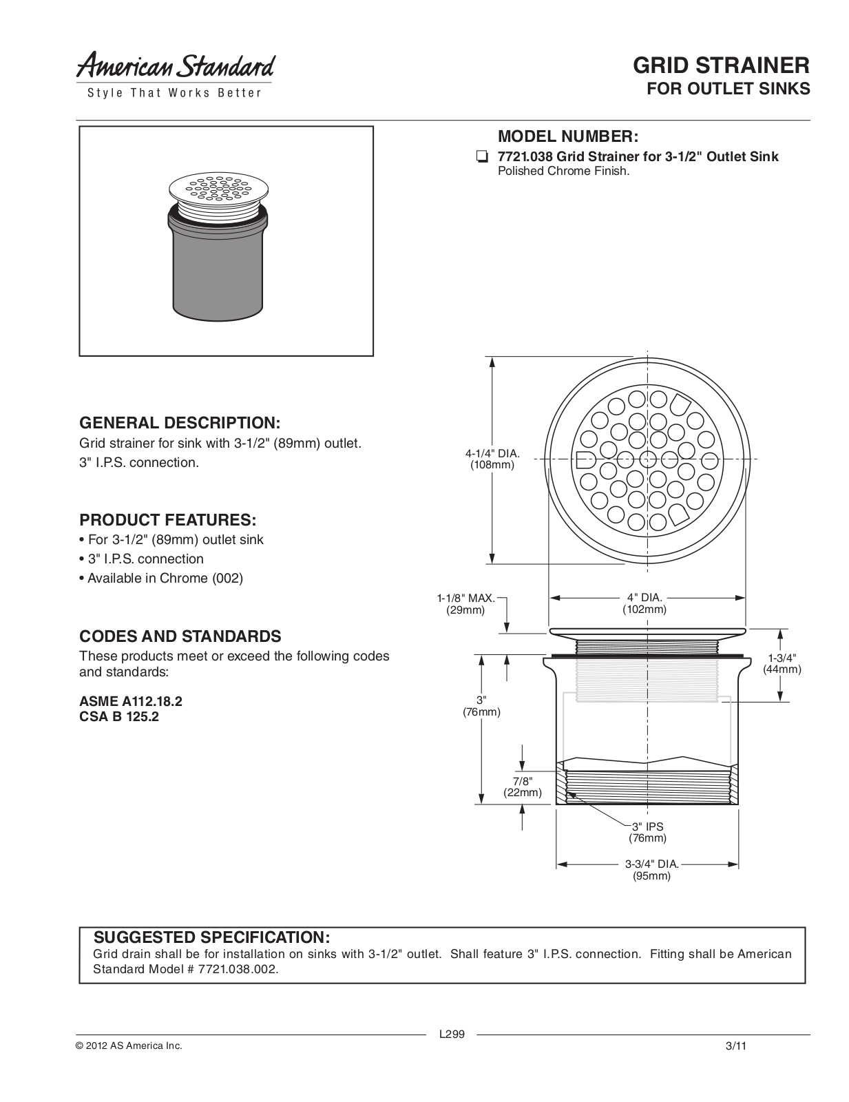 American Standard ASD4157 Specifications - ManualMachine.com