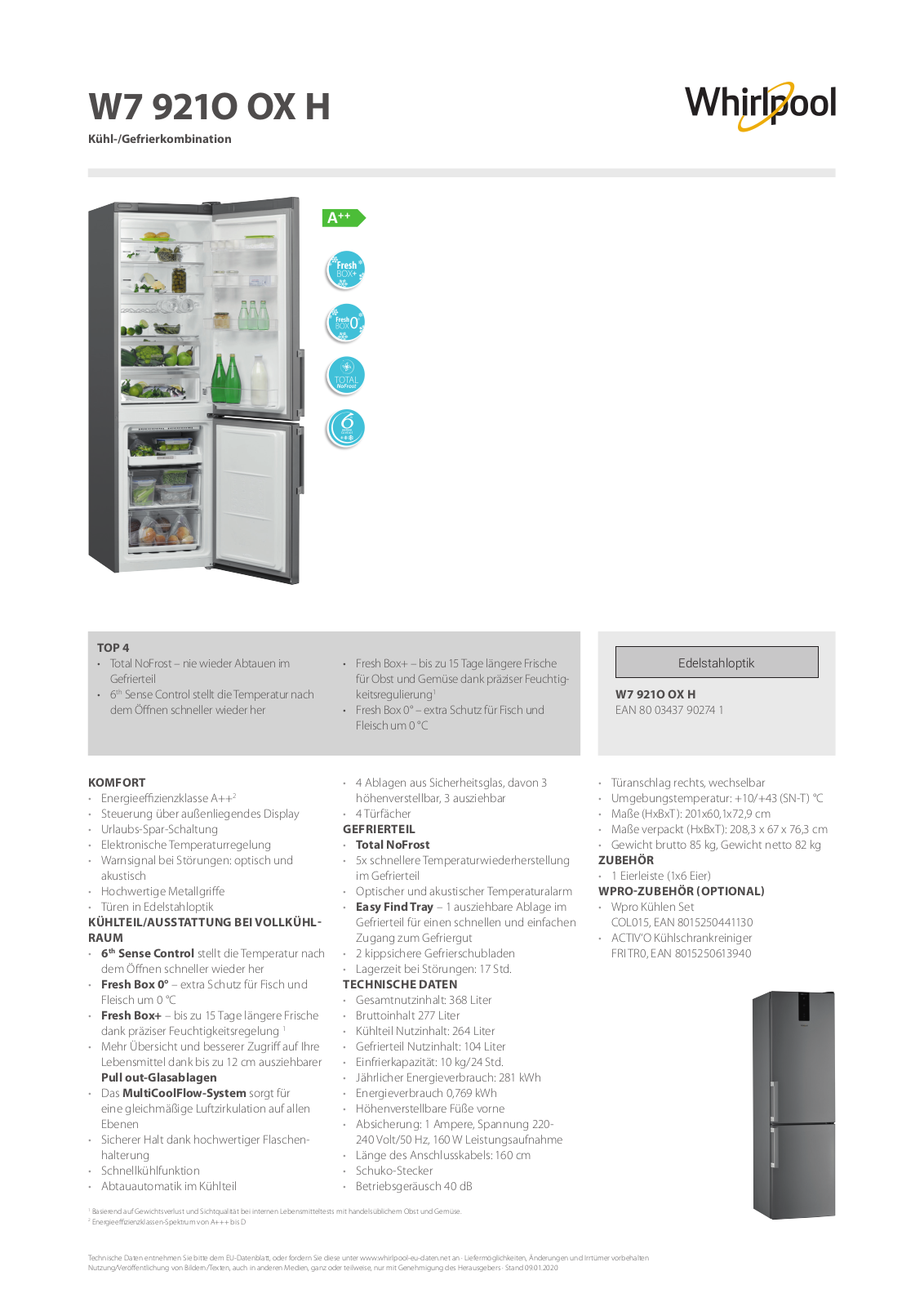 Whirlpool W7 921O OX H User Manual