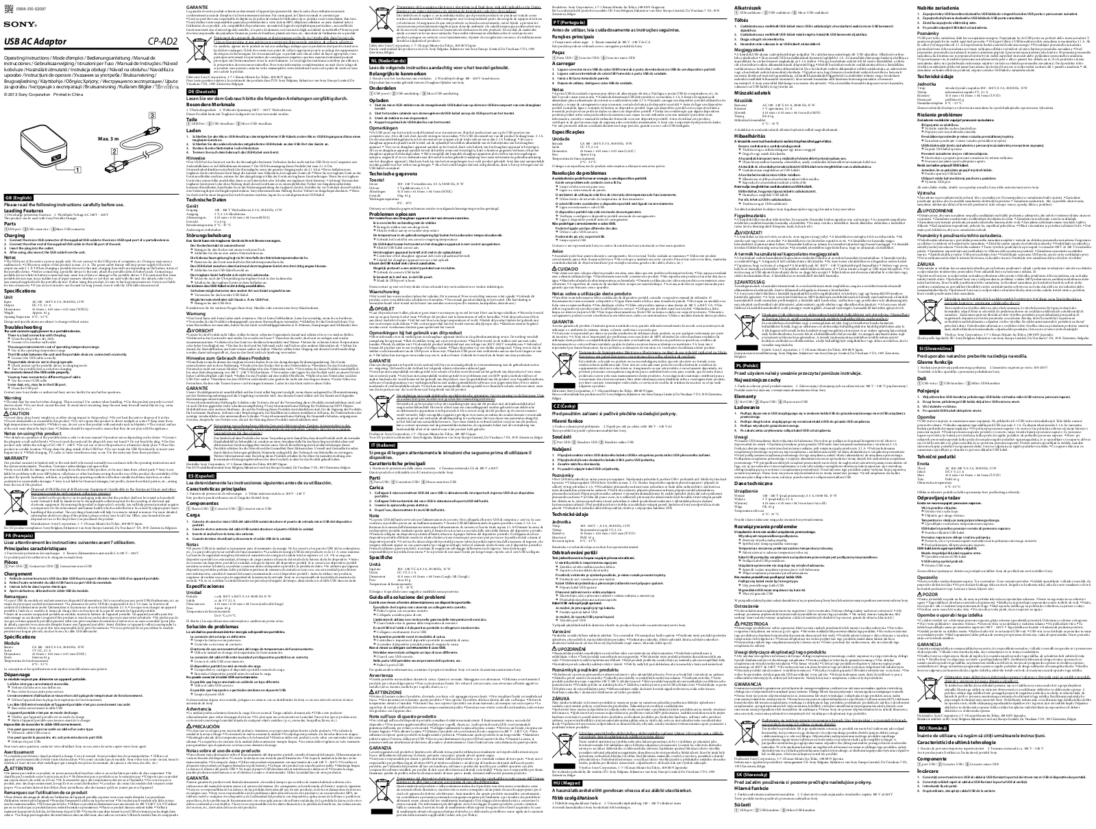 Sony CP-AD2-W User Manual