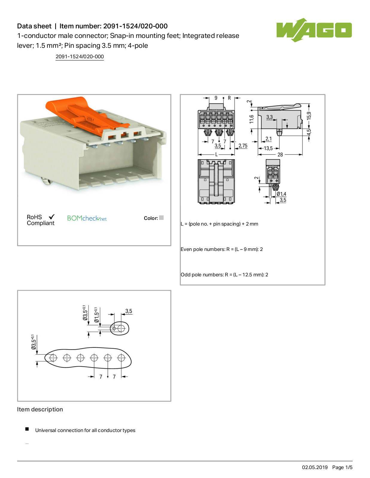 Wago 2091-1524/020-000 Data Sheet