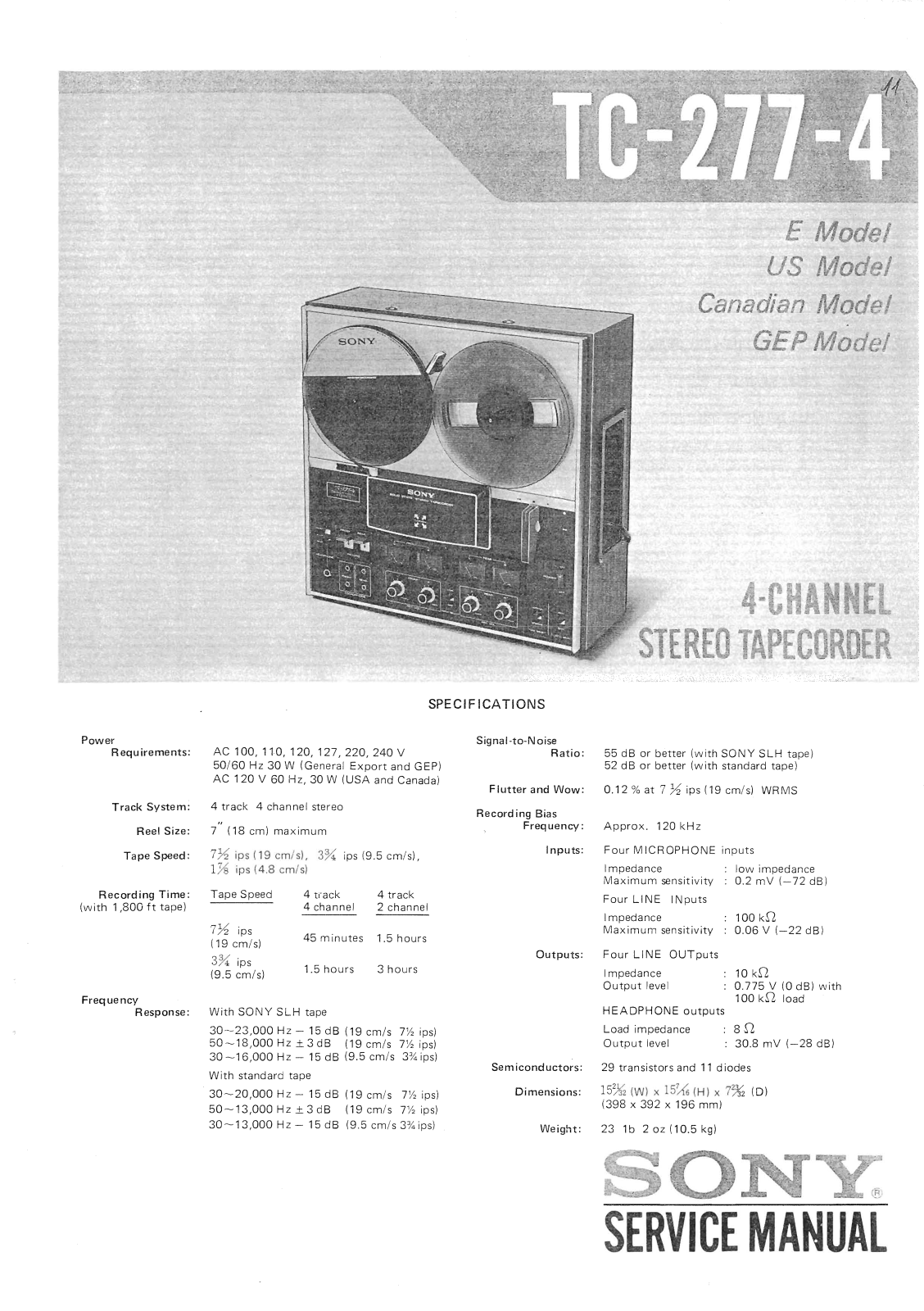 Sony TC-277-4 Service Manual