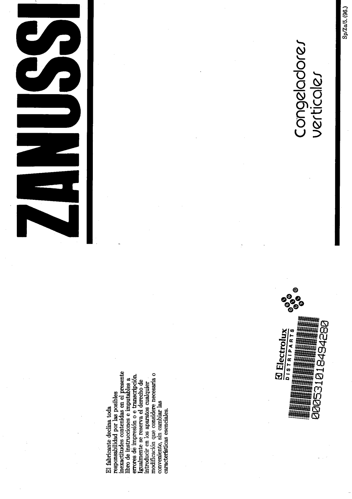 Zanussi ZVF50 User Manual