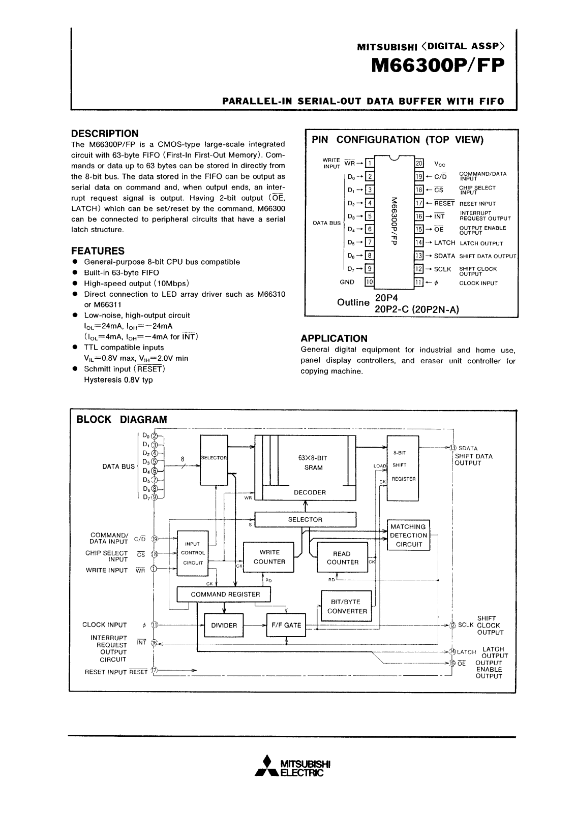 Mitsubishi M66300P, M66300FP Datasheet