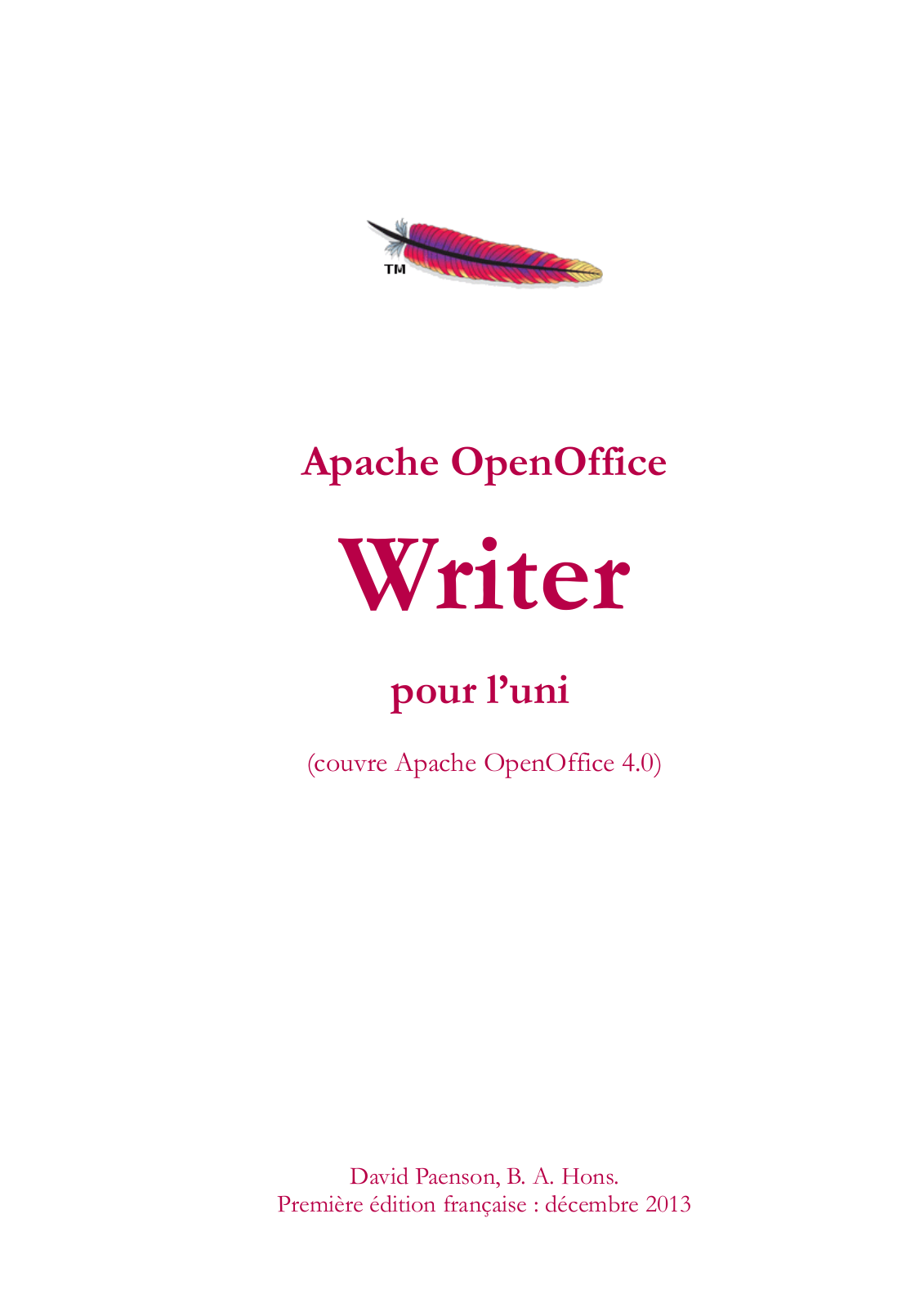 OPEN OFFICE OpenOffice Apache Writer User Manual