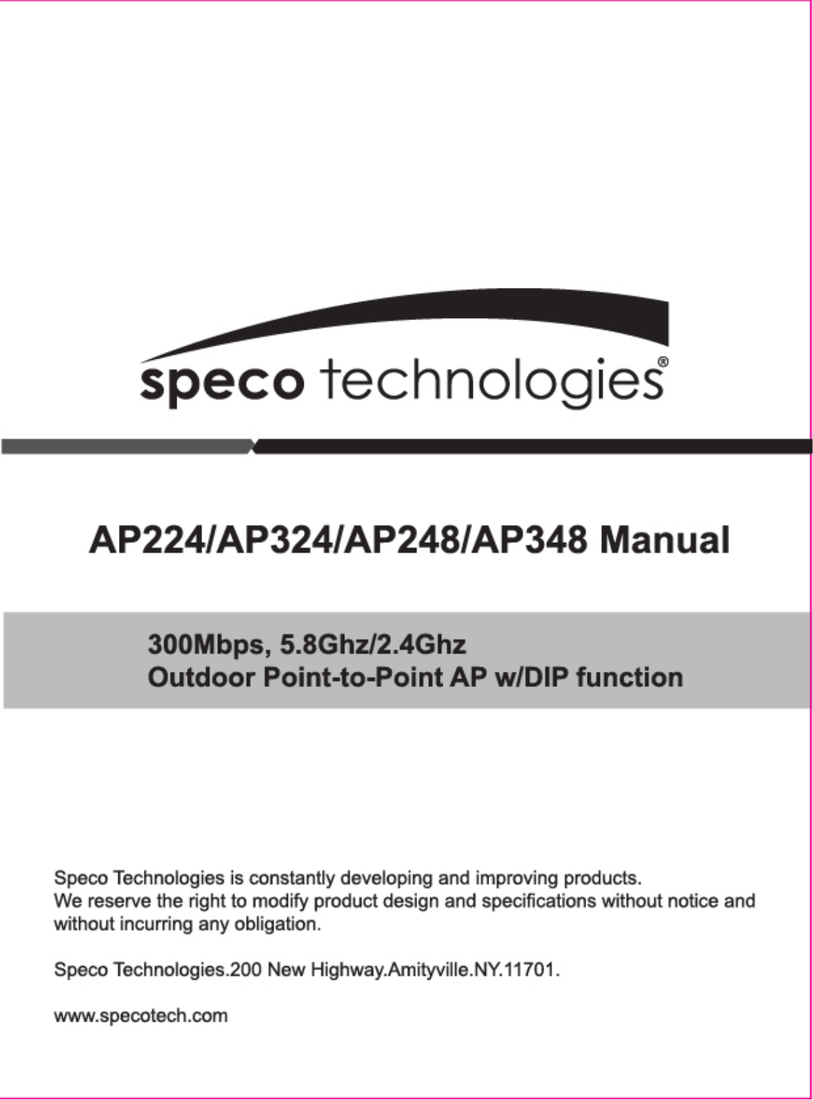 Speco Technologies AP224, AP324, AP248, AP348 User Manual