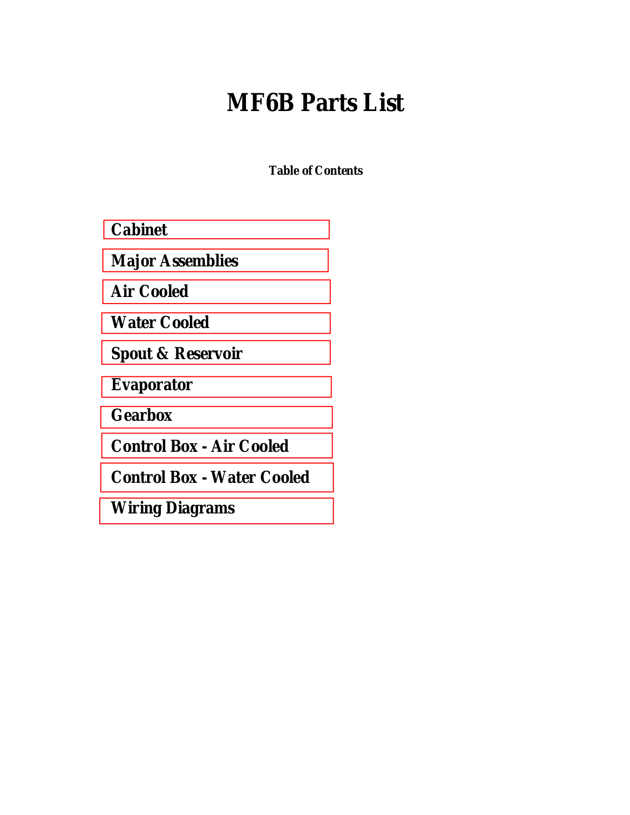 Scotsman MF6B Parts Manual