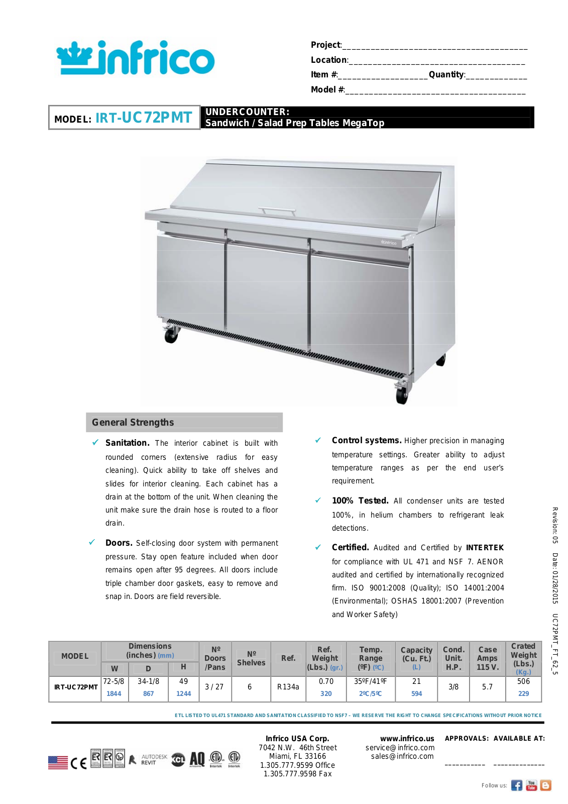 Infrico IRT-UC72PMT User Manual