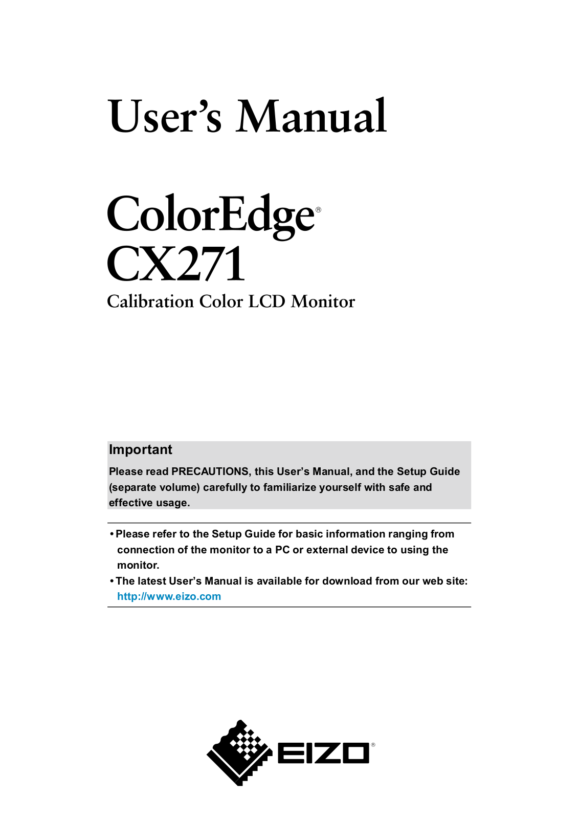 Eizo CX271 User Guide