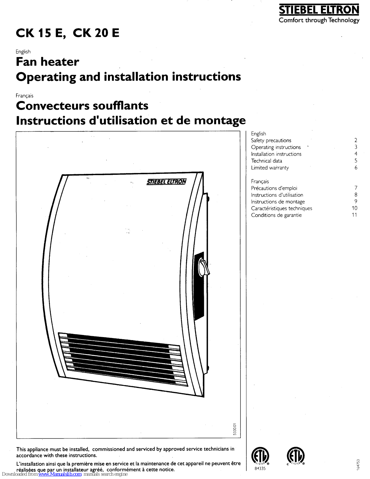 STIEBEL ELTRON CK 15 E, CK 20 E Operating And Installation Instructions