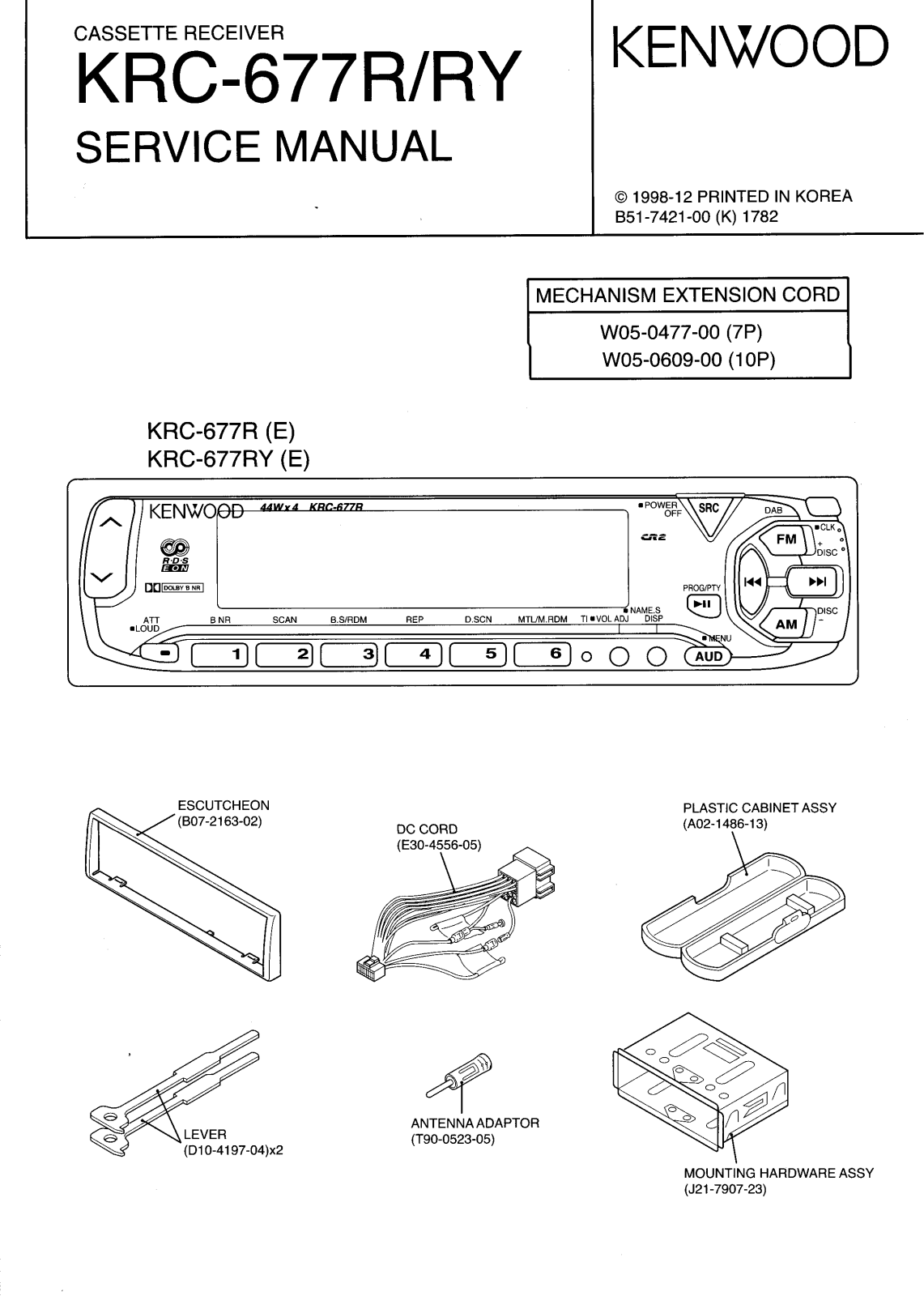 Kenwood KRC-677R Service manual