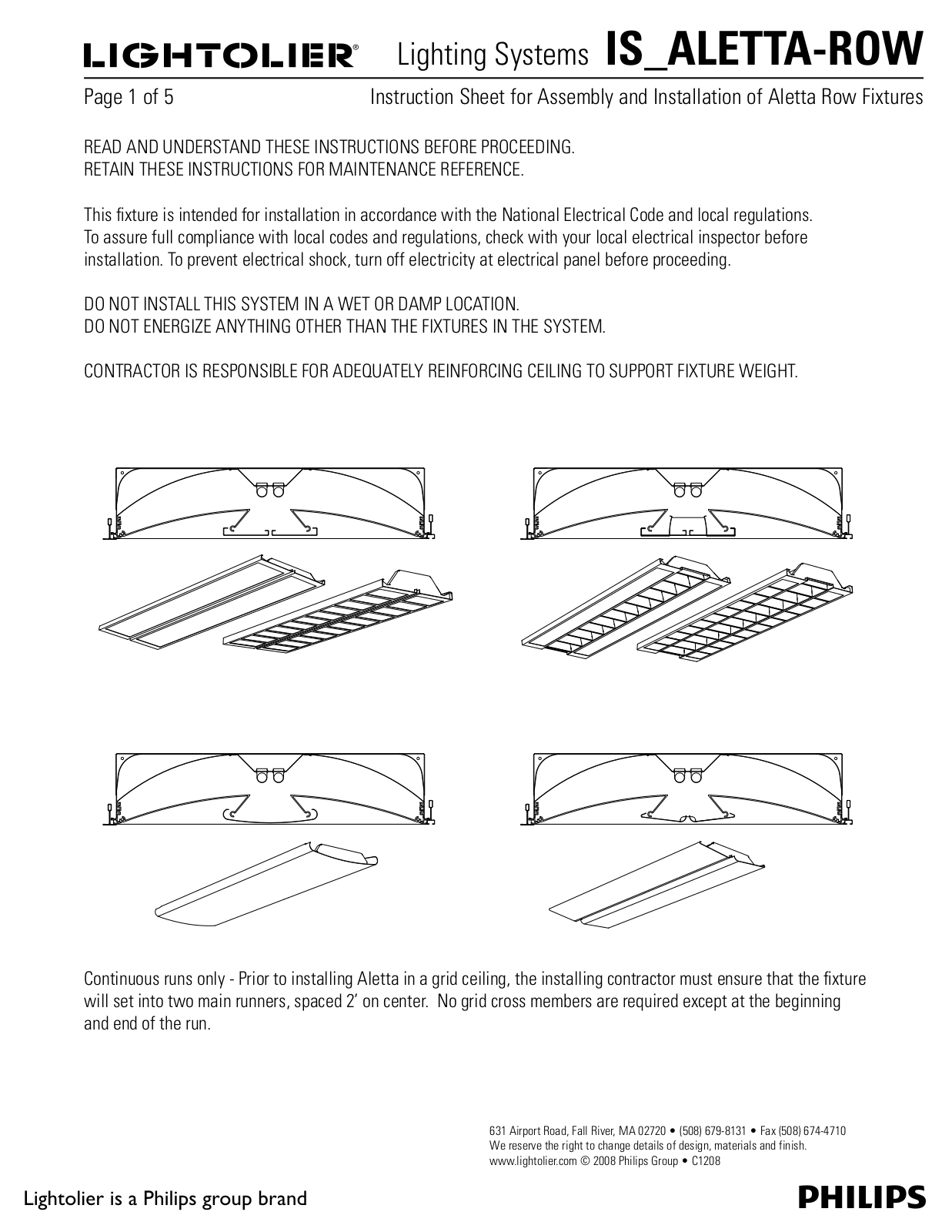 Lightolier IS-ALETTA-ROW User Manual