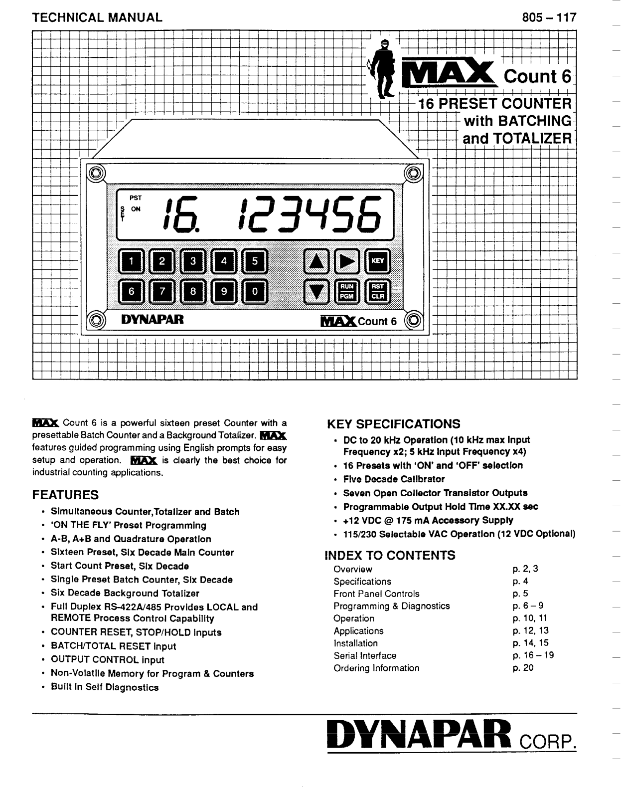 Danaher Controls Count 6 Technical Manual