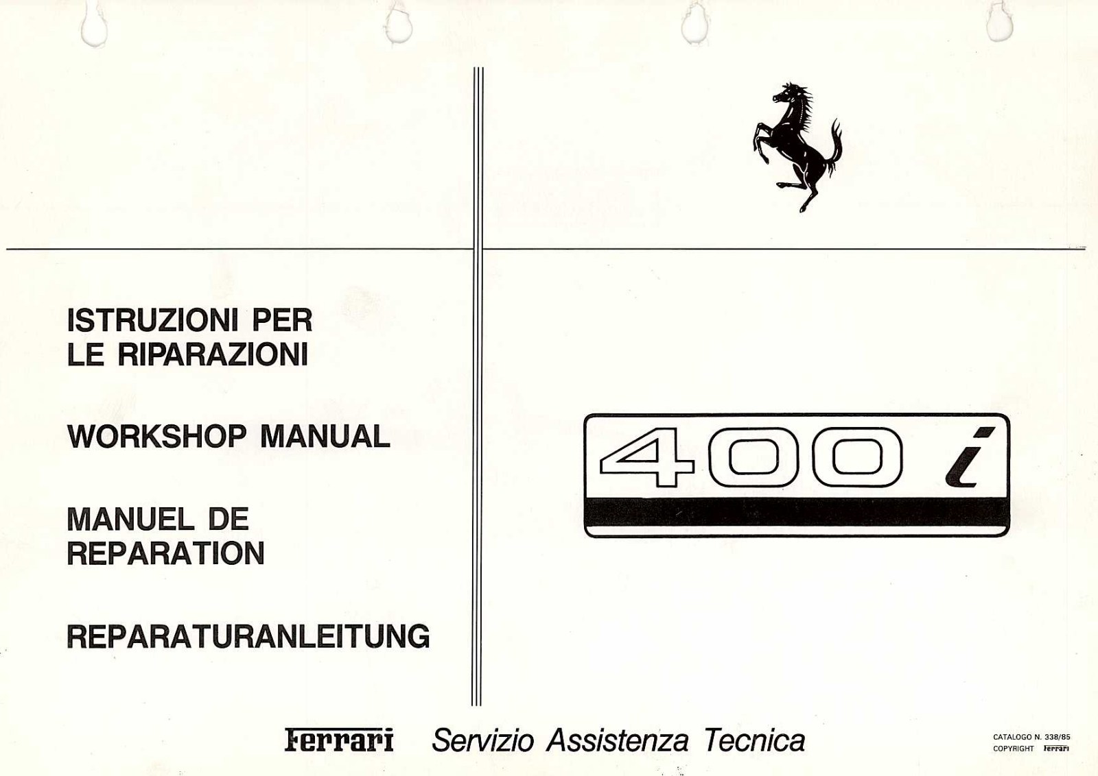 Ferrari 400 1985 User Manual