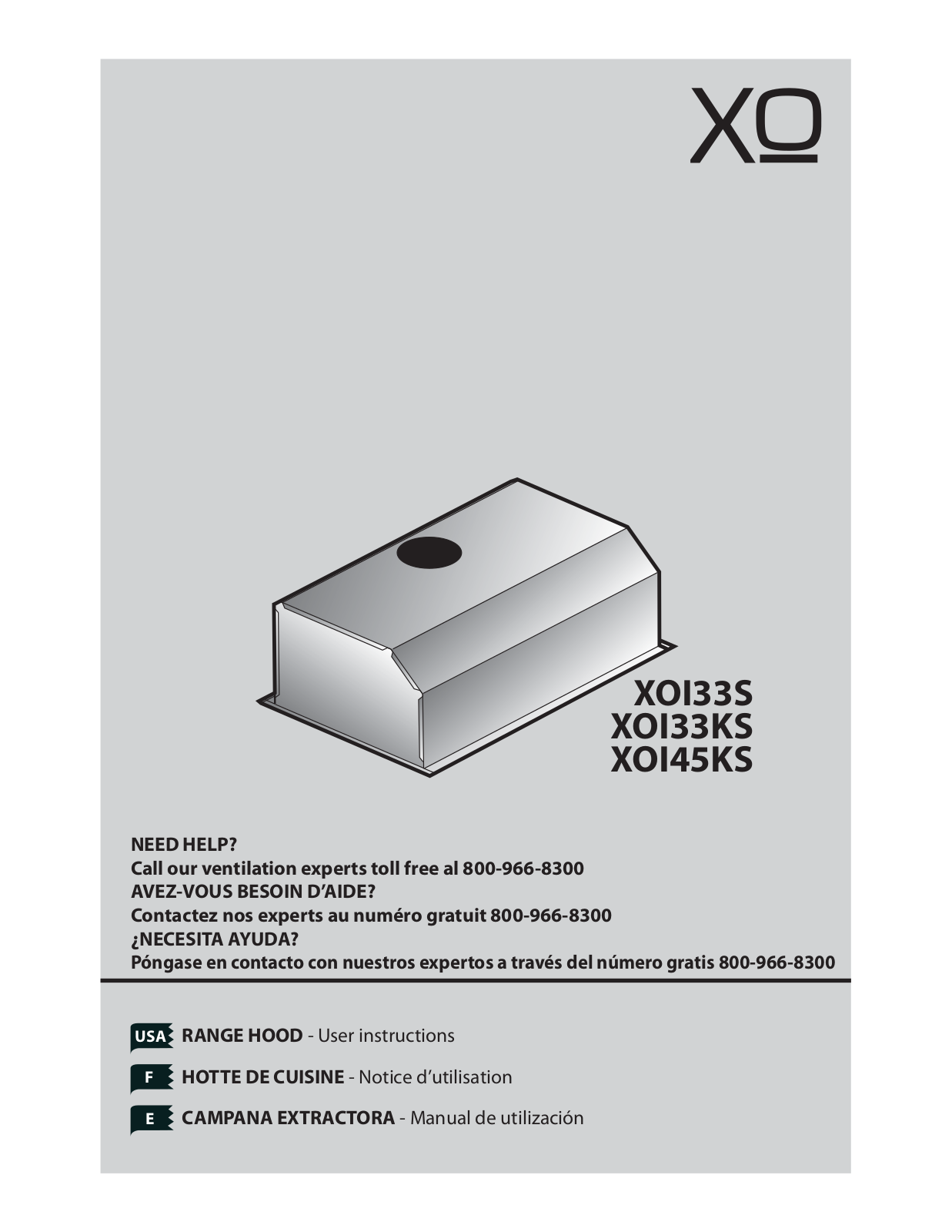 XO XOI45KS, XOI33KS, XOI4515KS User Manual