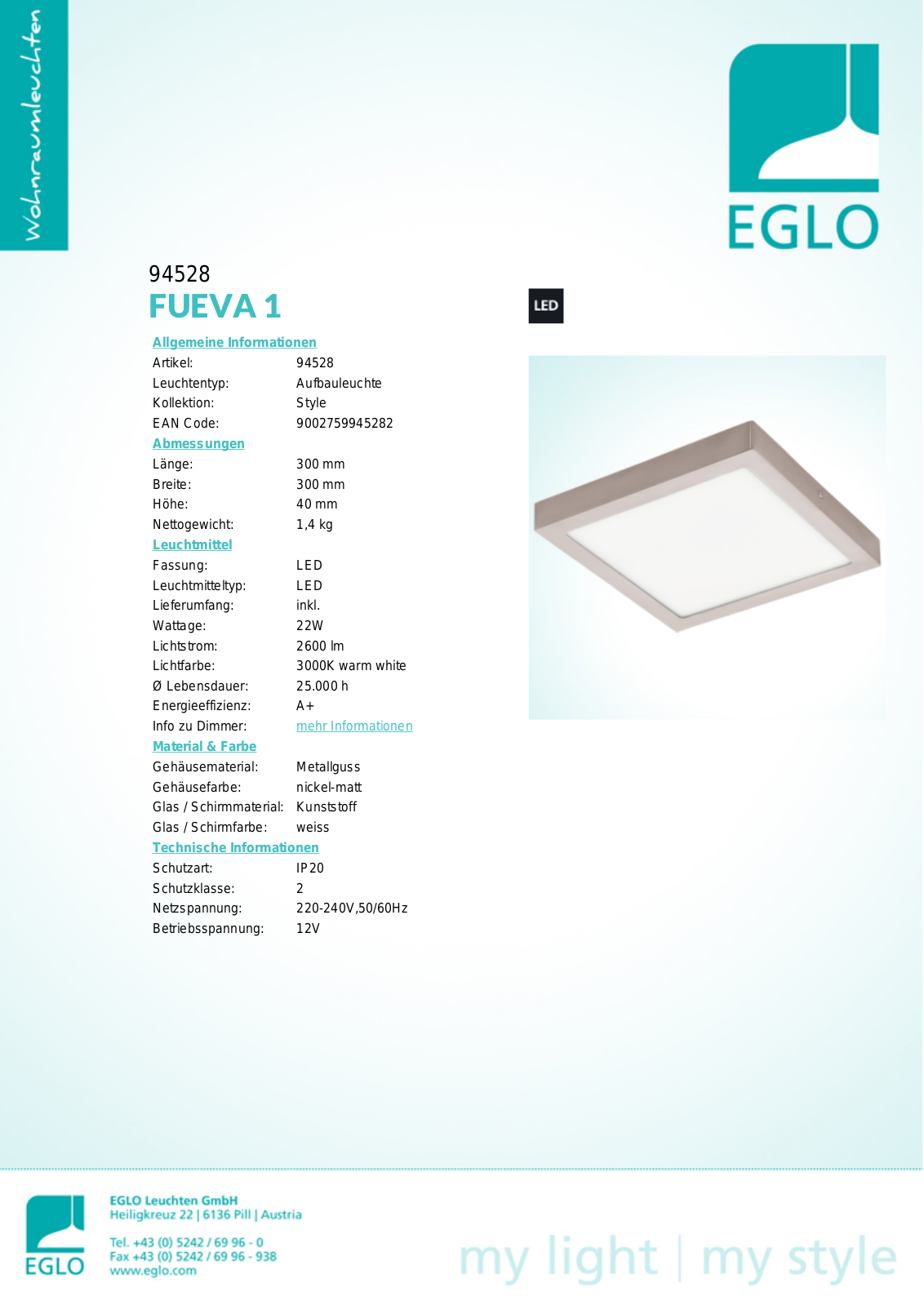 Eglo 94528 Service Manual