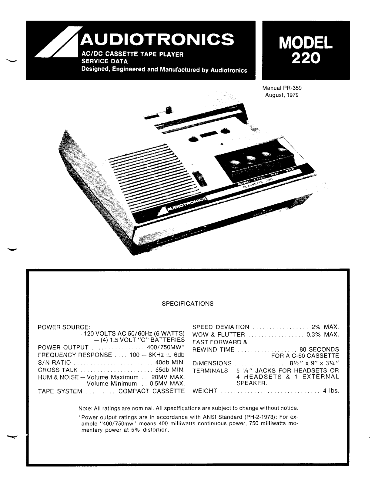 Audiotronics 220 User Manual - ManualMachine.com