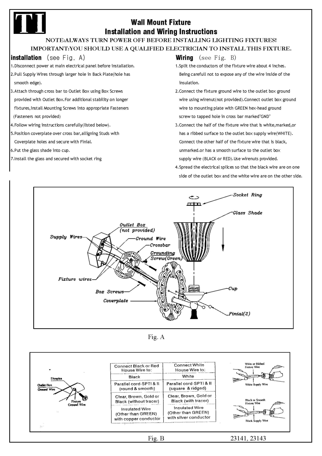 Triarch 23143, 23141 User Manual