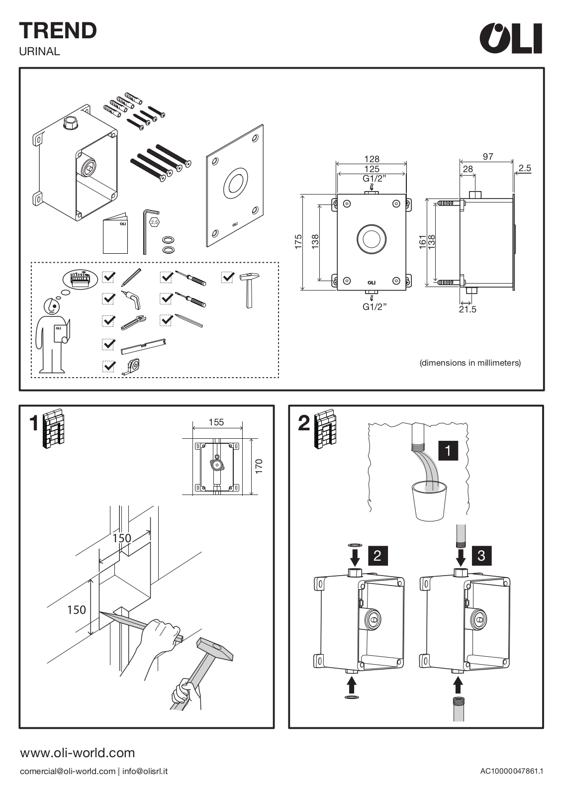 OLI TREND URINAL Installation guide