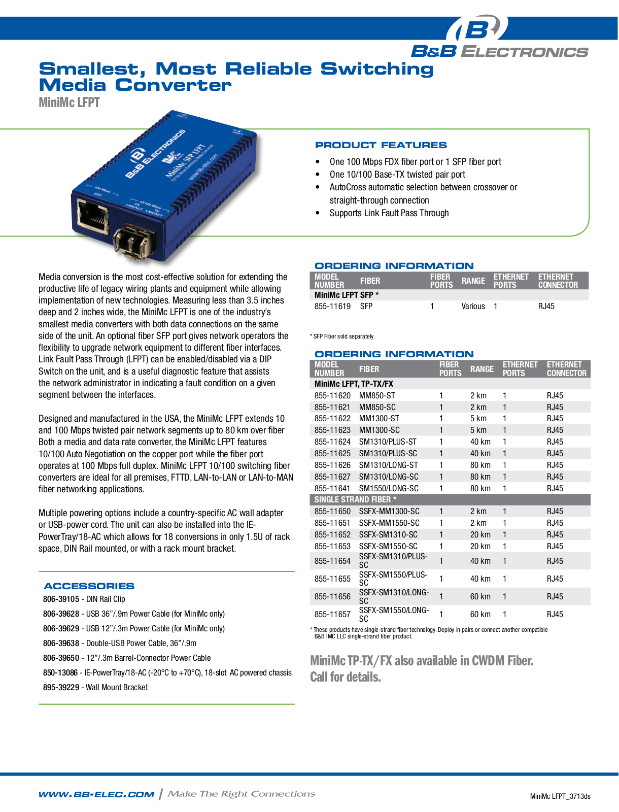 B&B Electronics 855-11619-57 Datasheet