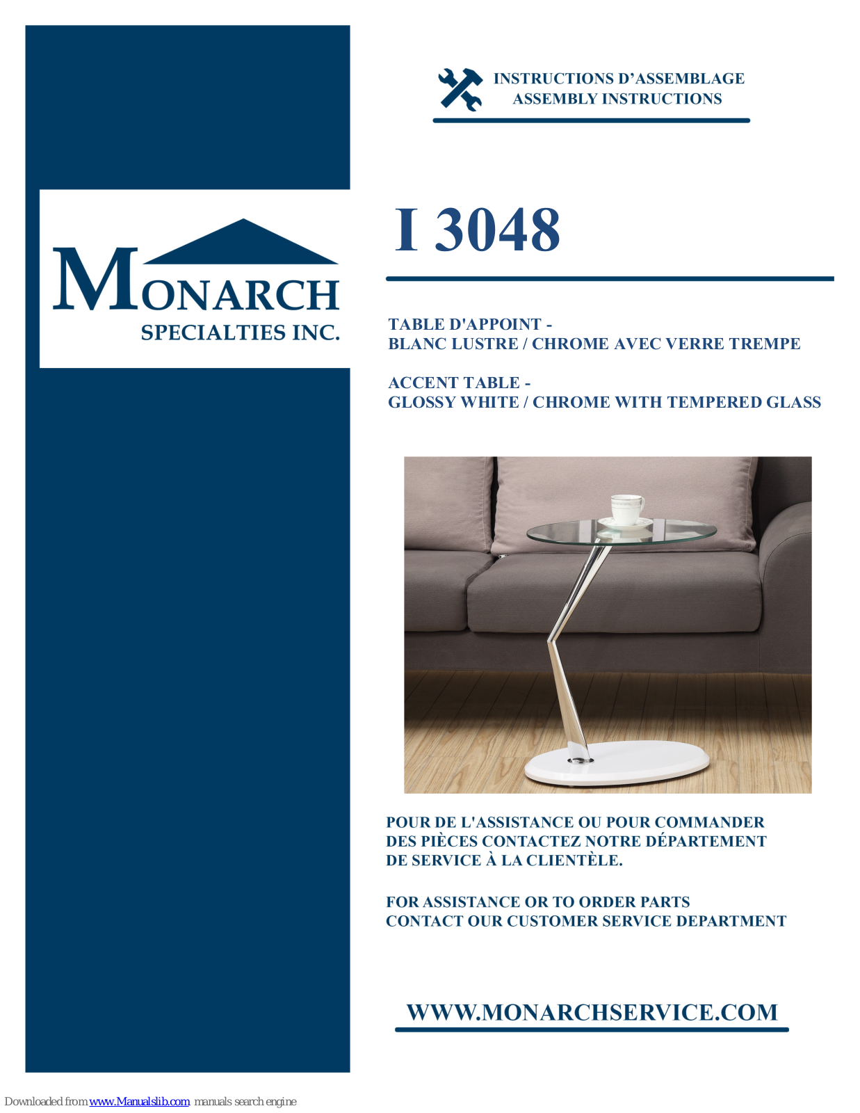 Monarch Specialties I 3048 Assembly Instructions Manual