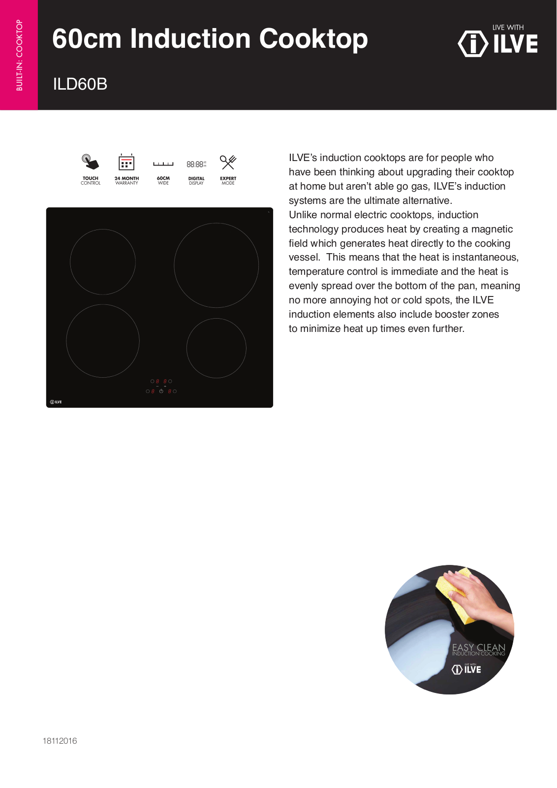 ILVE ILC604B, ILD60B Specifications Sheet