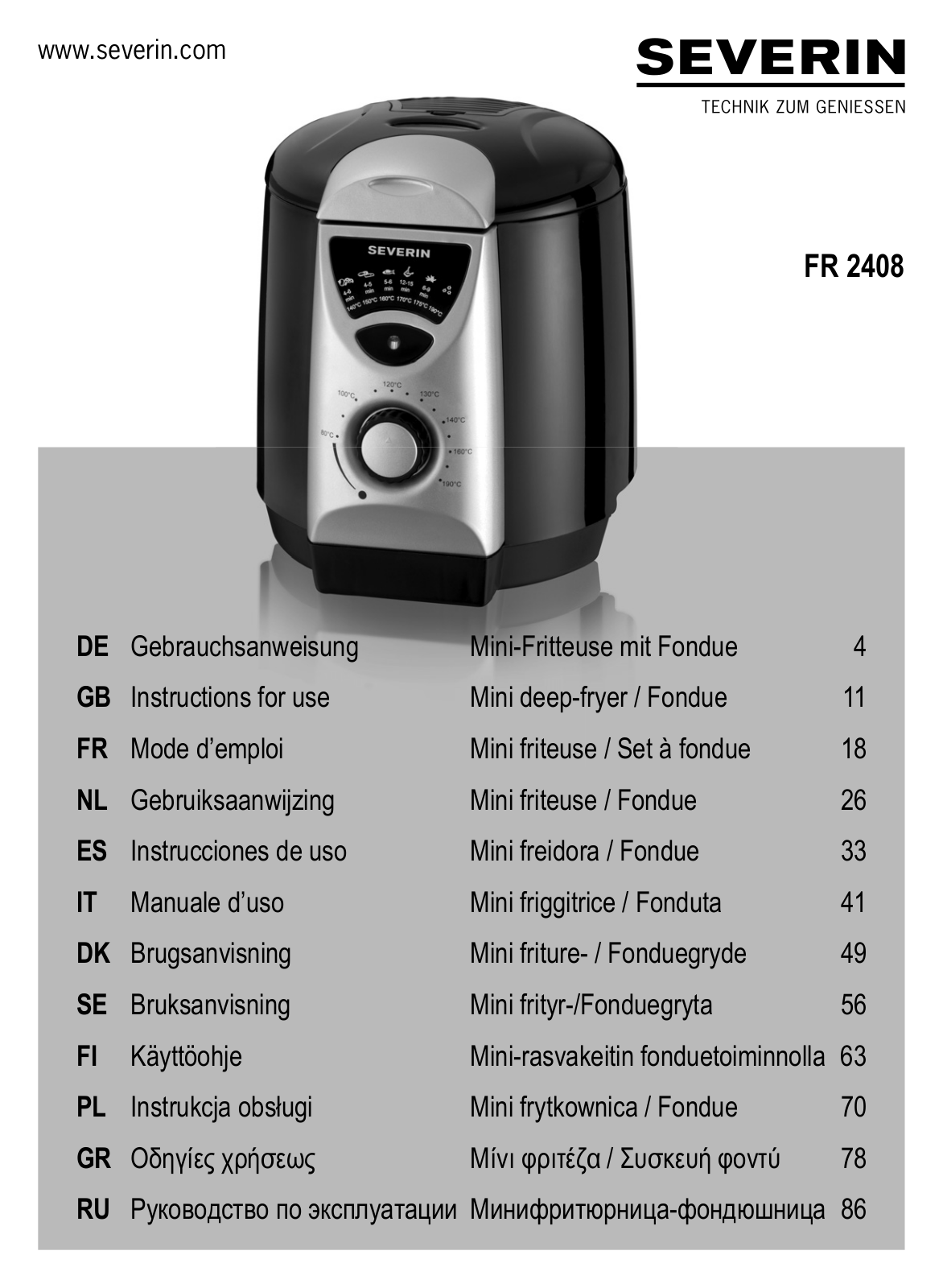 Severin FR 2408 operation manual