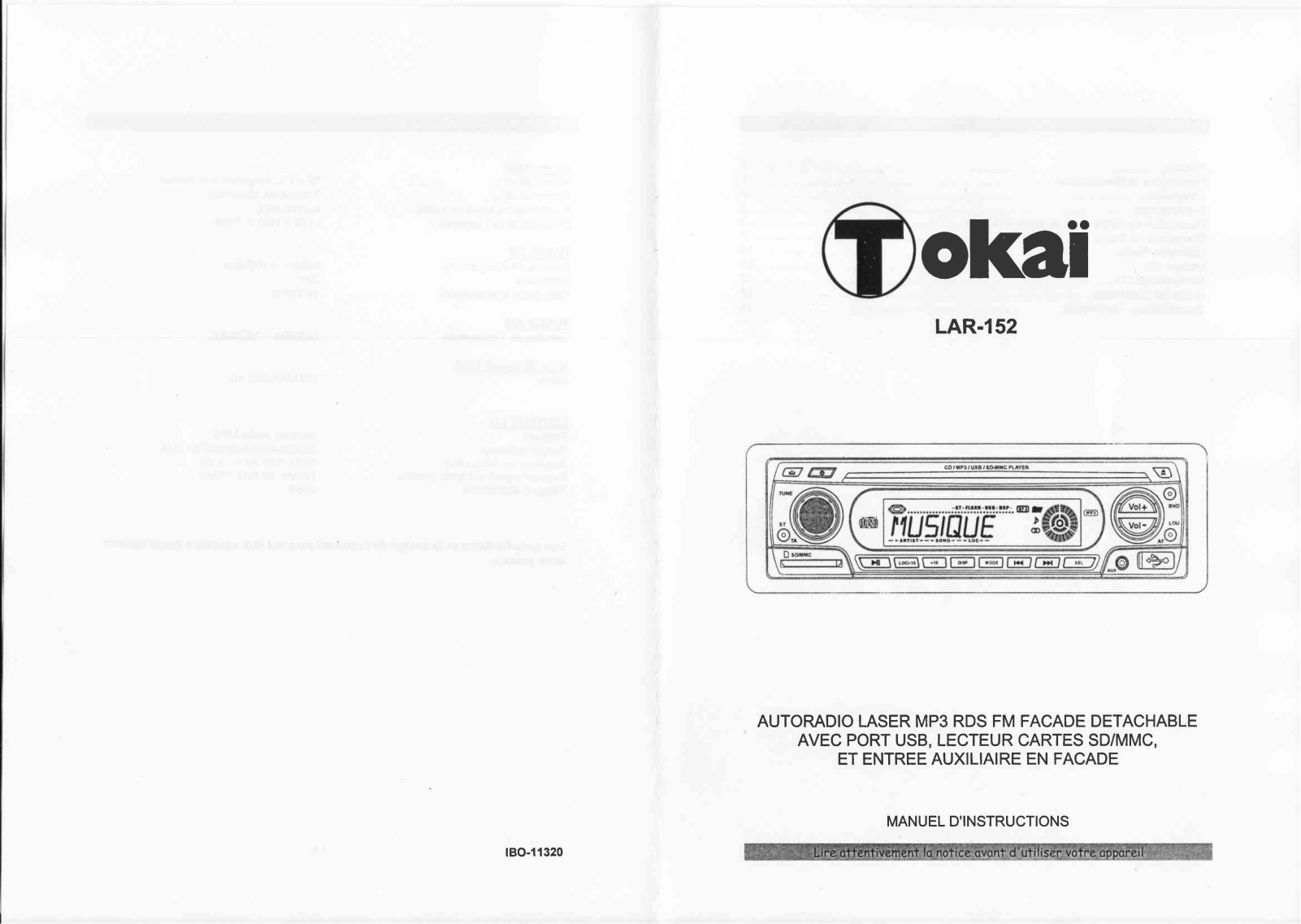 TOKAI LAR-152 User Manual