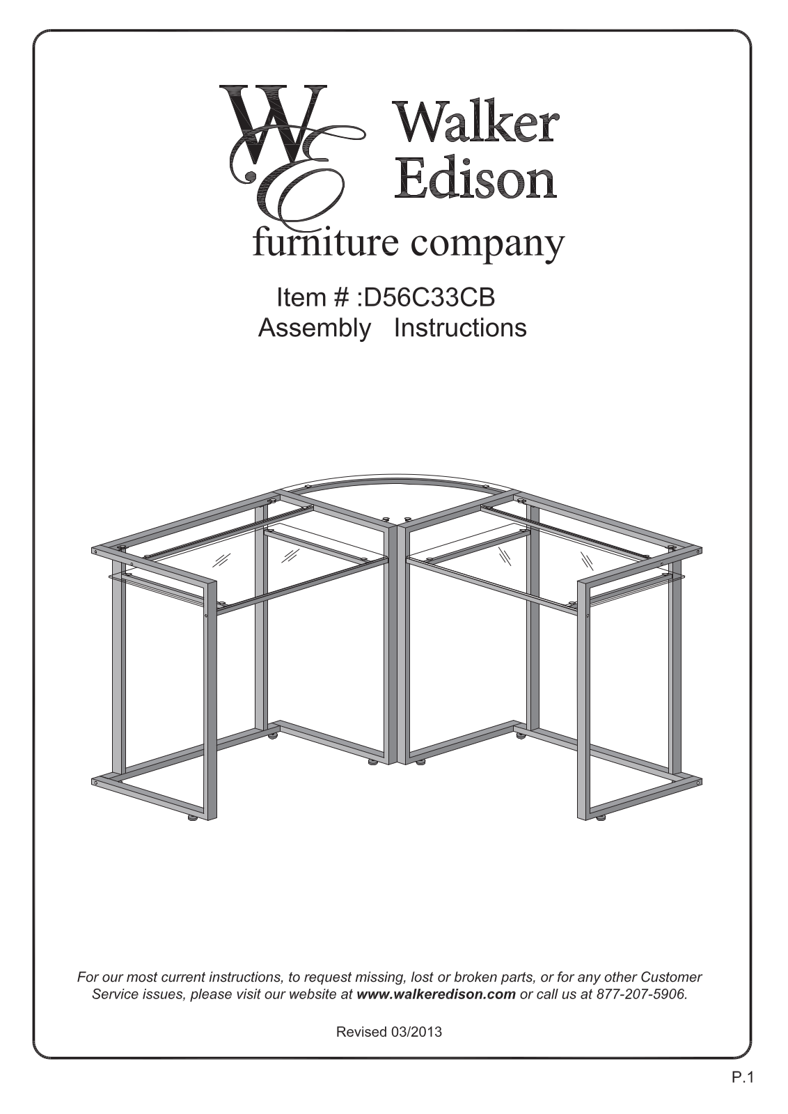 Walker Edison Furniture D56C33CB User Manual