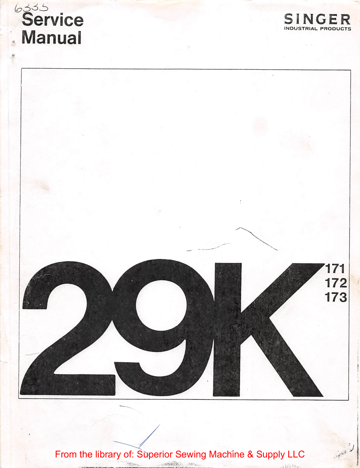 Singer 29K171, 29K172, 29K173 Service Manual