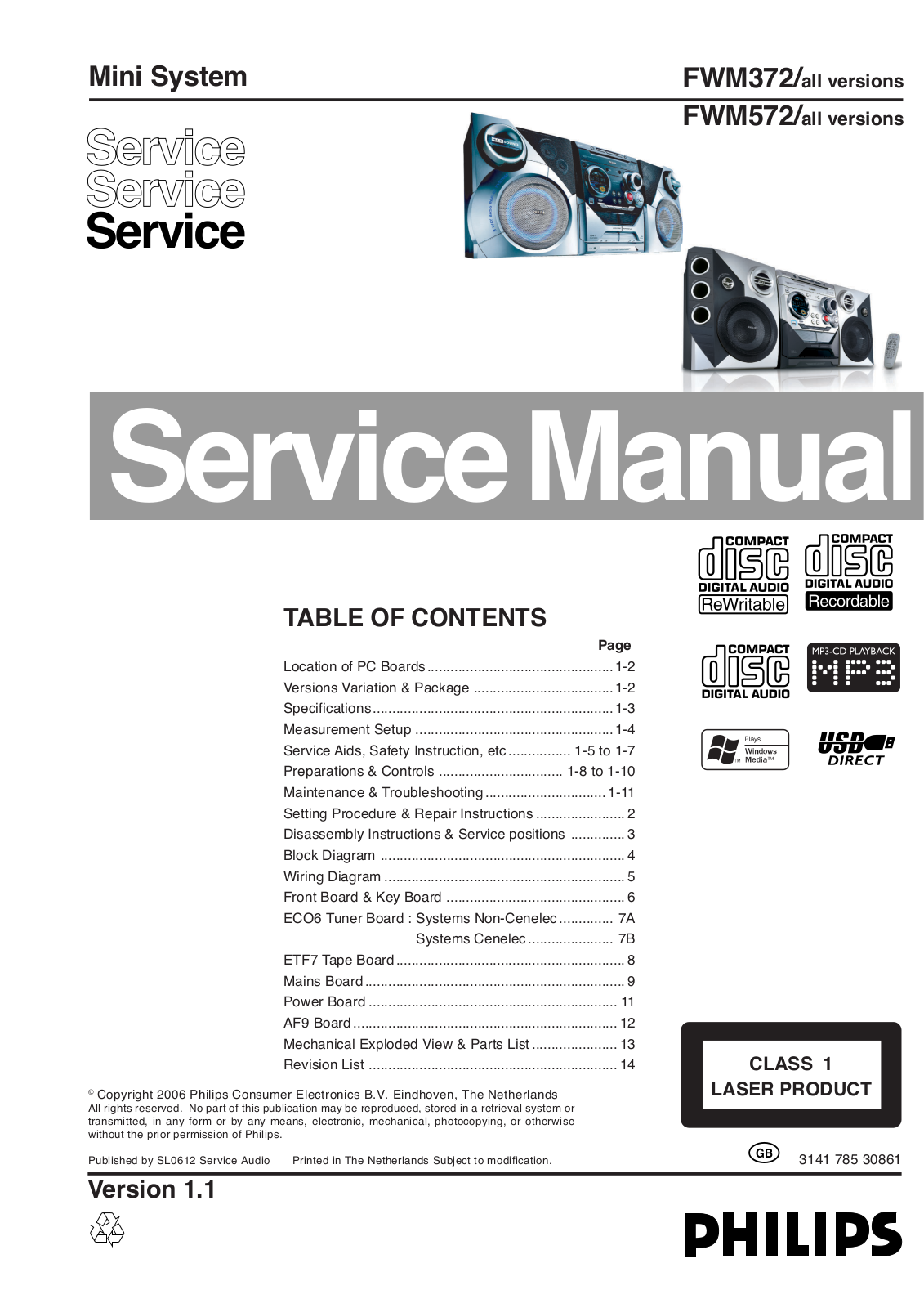 Philips FWM-572 Service Manual