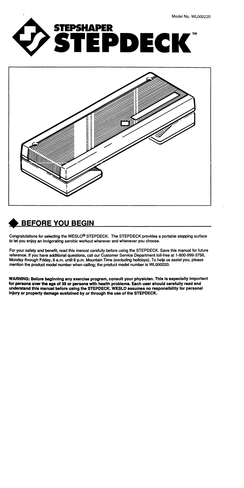 Weslo WL000220 Owner's Manual