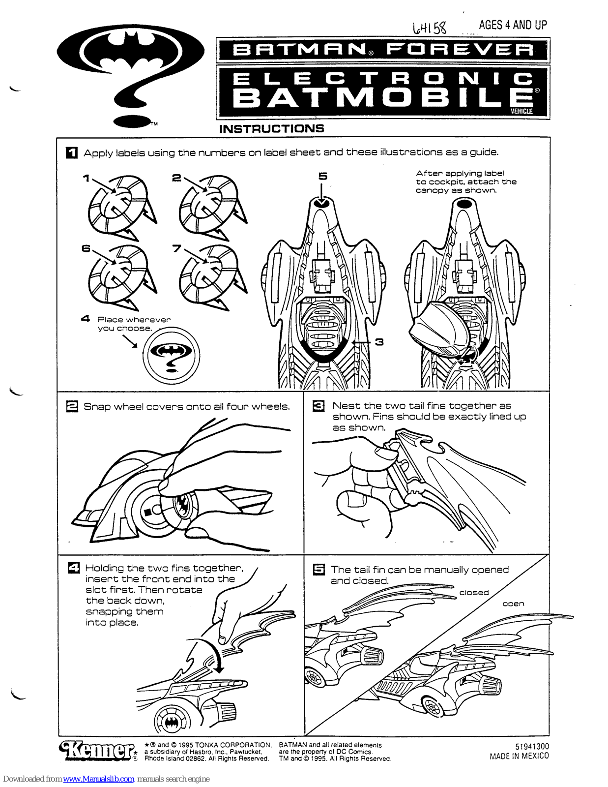 Kenner Electronic Batmobile, Barman Forever Electronic Batmobile Instructions Manual - ManualMachine.com