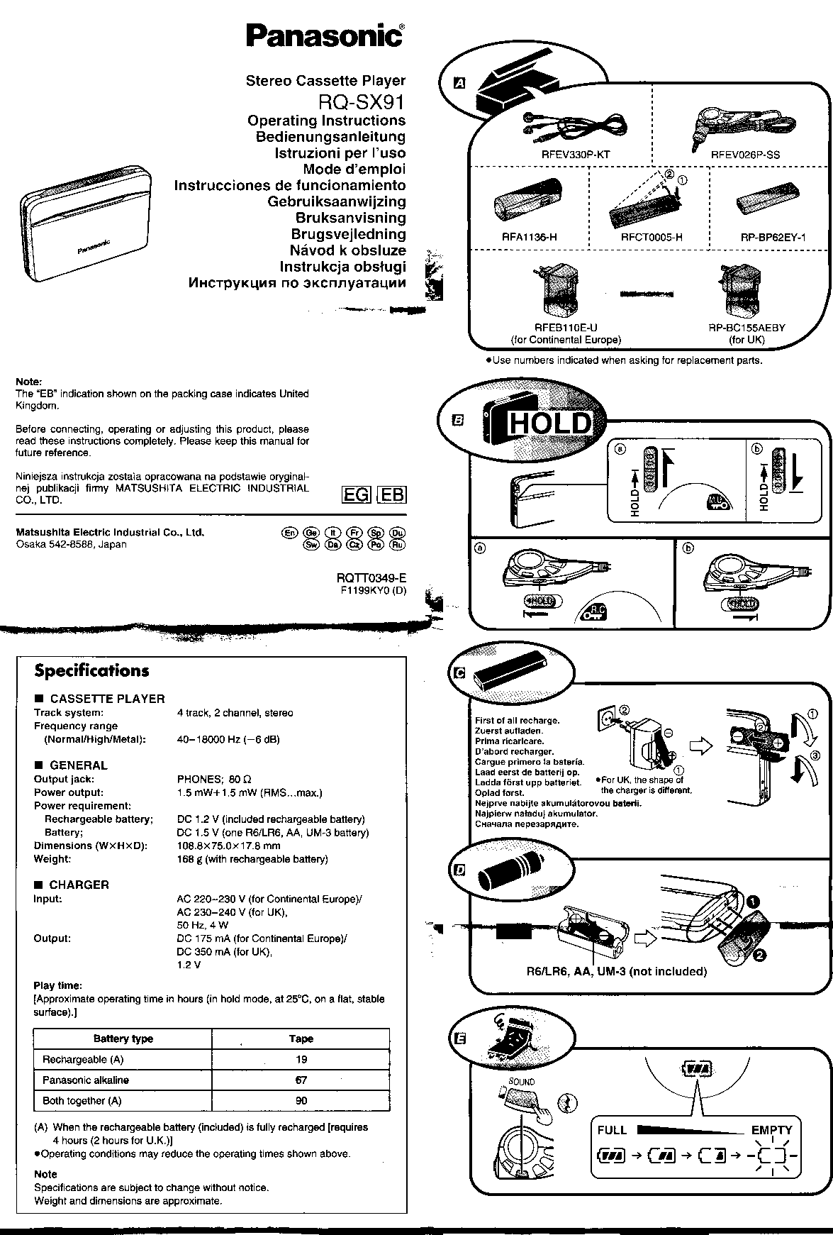 Panasonic RQ-SX91 User Manual