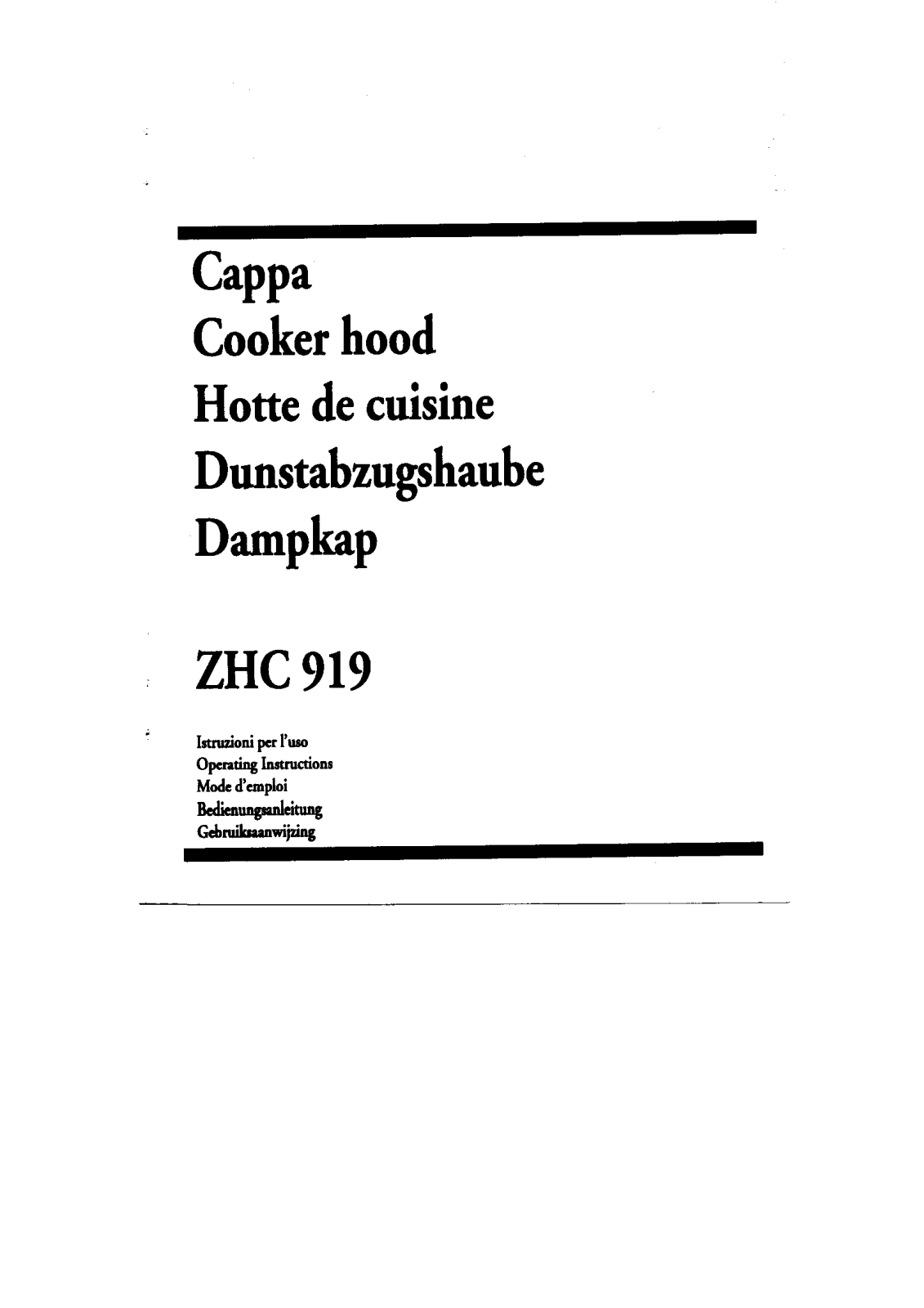 Zanussi ZHC919 Operating Manual