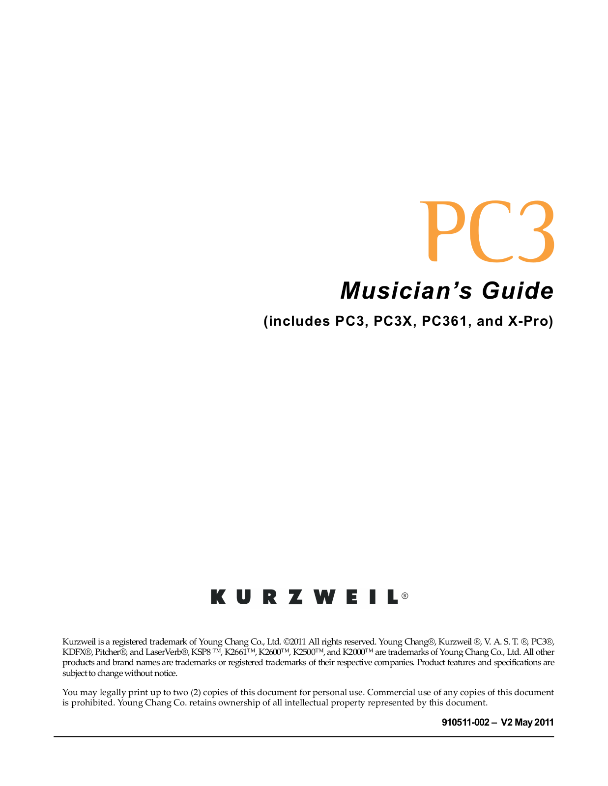 Kurzweil PC361 User Manual