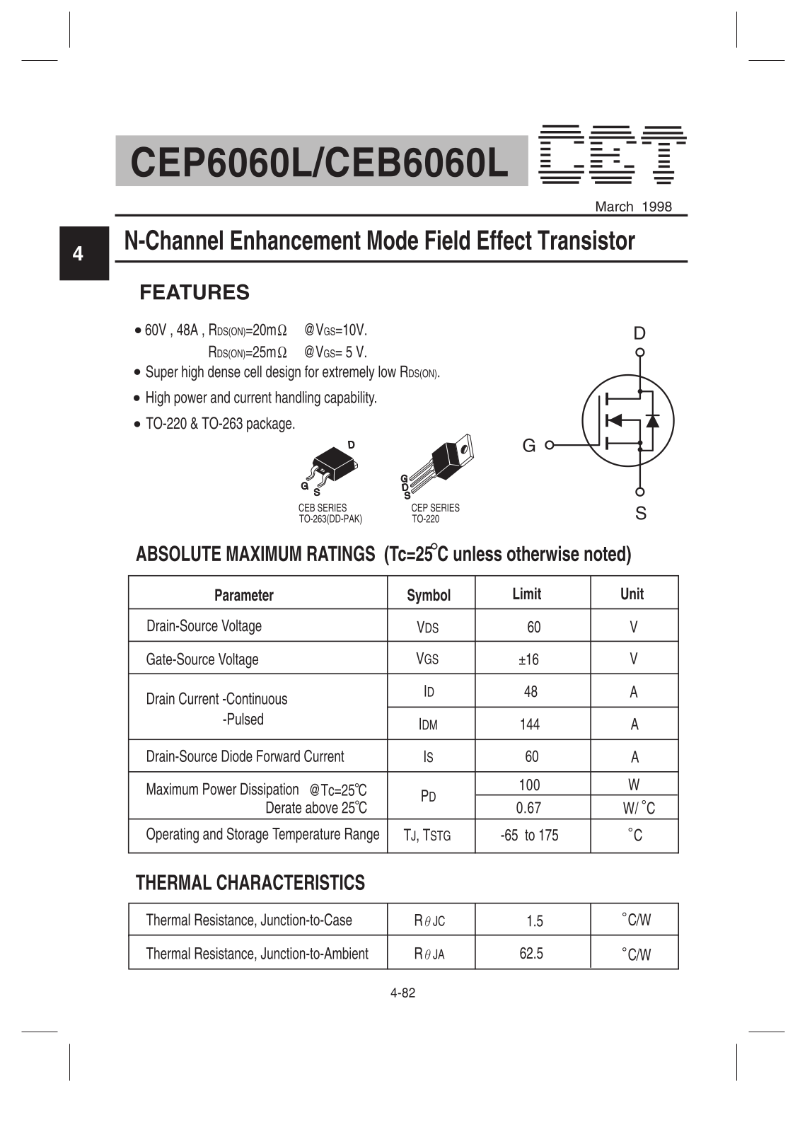 CET CEP6060L, CEB6060L Datasheet