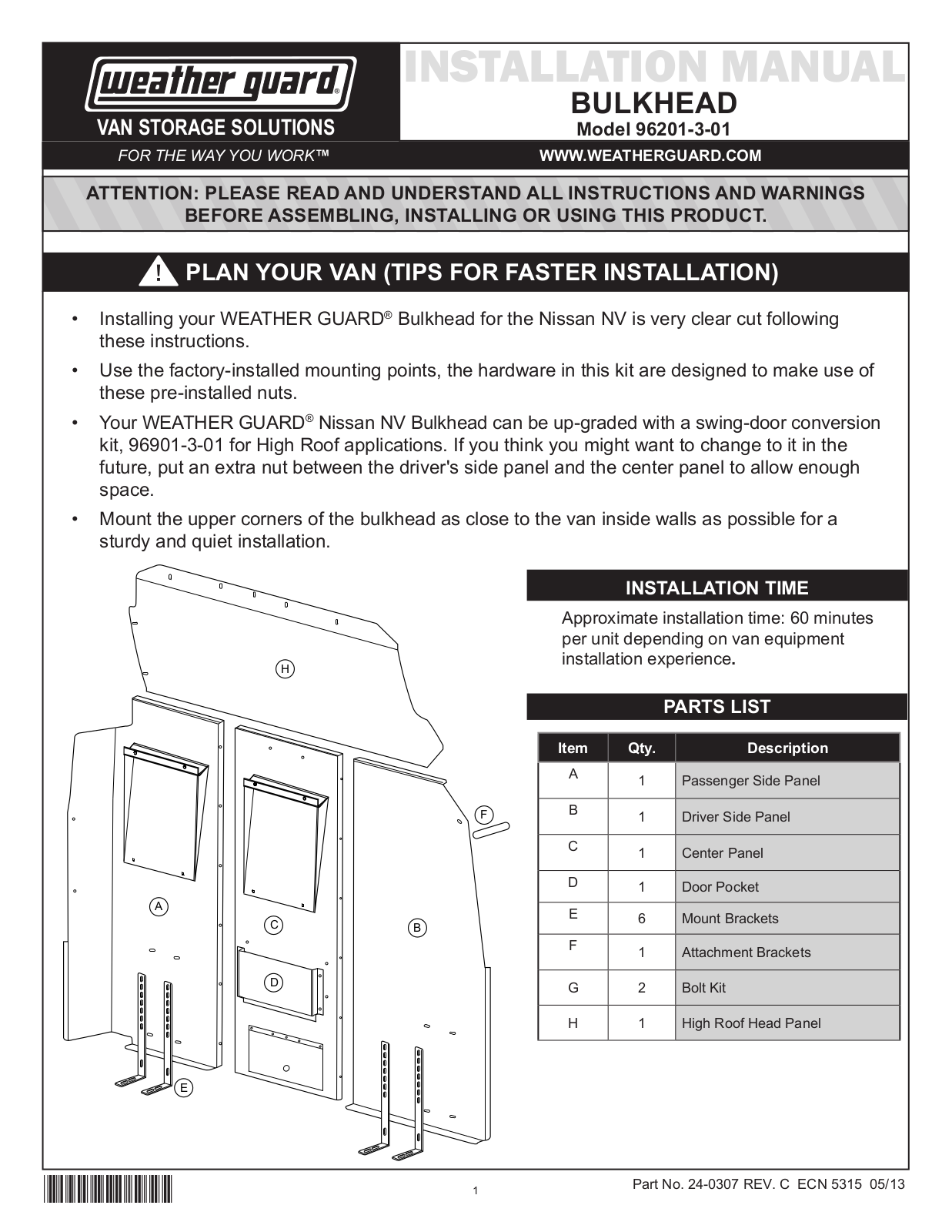 WEATHER GUARD 96201-3-01 User Manual