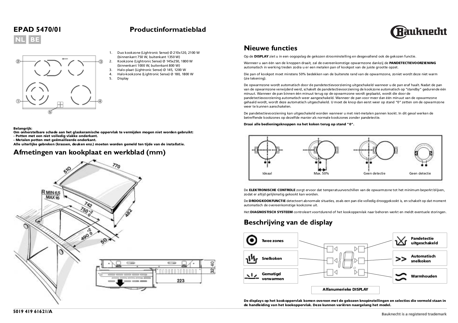 Whirlpool EPAD 5470/01 IN PROGRAM CHART