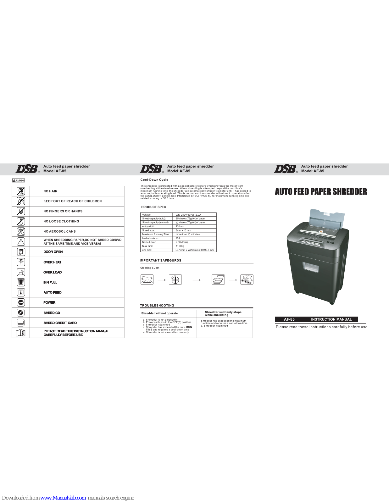 DSB AF-85 Instruction Manual