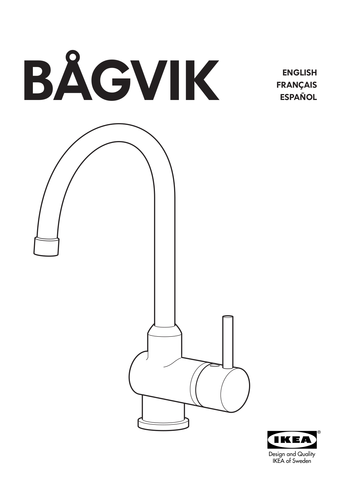 IKEA BÅGVIK SINGLE KITCHEN FAUCET User Manual